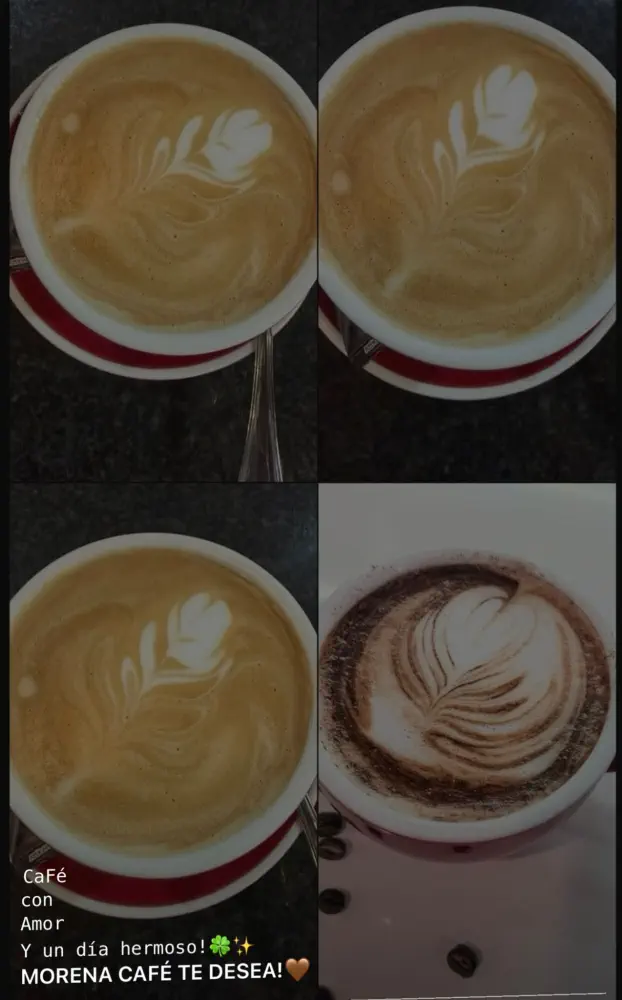 cafe collage con diferentes latte art
