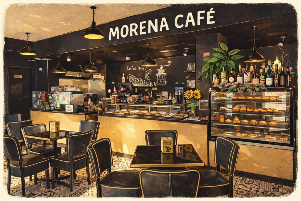 morena cafe dibujado artisticamente